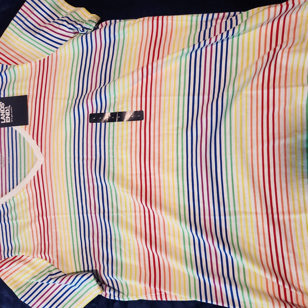 Lands' End Multicolor Striped Short Sleeve Tee